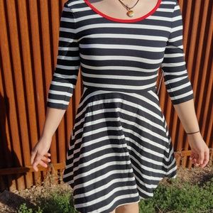 Black and white striped dress